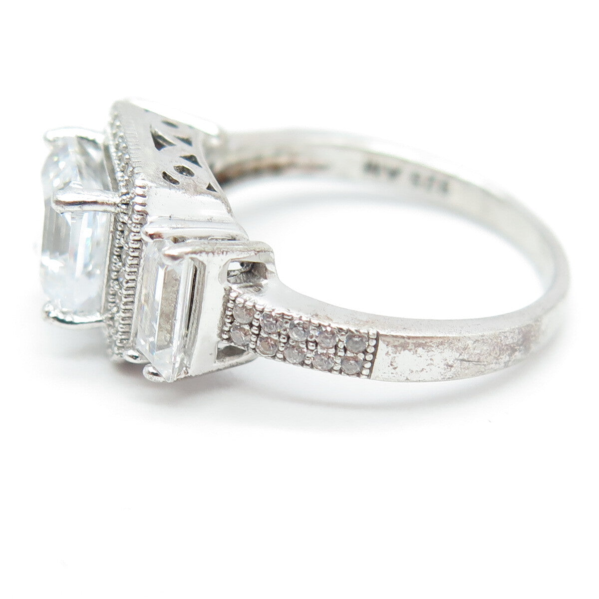 925 Sterling Silver Multi-Cut C Z Engagement Ring Size 7.25