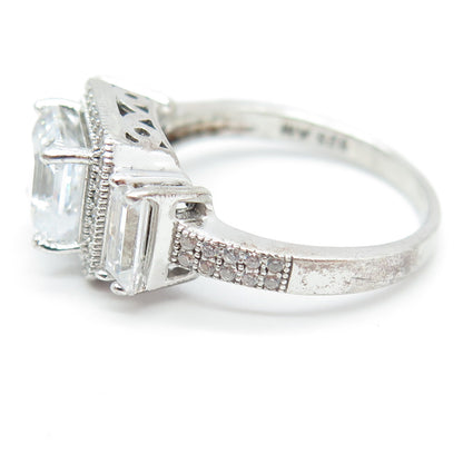925 Sterling Silver Multi-Cut C Z Engagement Ring Size 7.25
