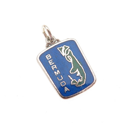 BREADNER CO. 925 Sterling Silver Vintage Enamel Bermuda Mini Charm Pendant