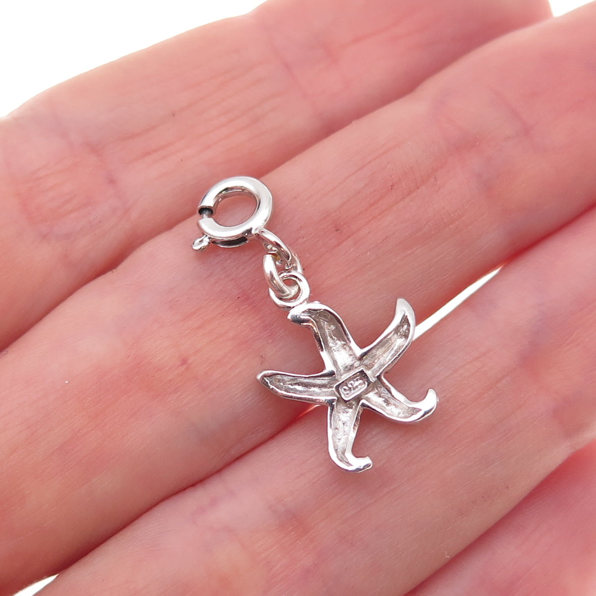 925 Sterling Silver Starfish Spring Ring Lock Charm Pendant