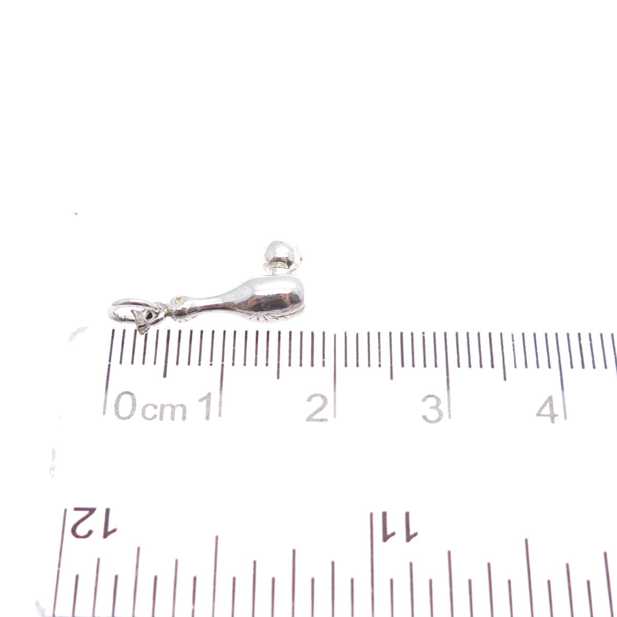 925 Sterling Silver Vintage Bowling Minimalist 3D Charm Pendant