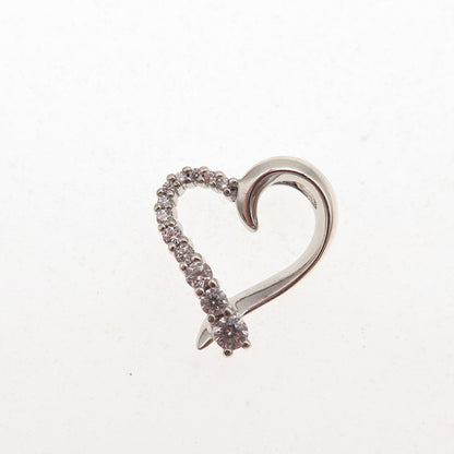 Sai 925 Sterling Silver Round-Cut Graduated C Z Heart Mini Slide Charm Pendant