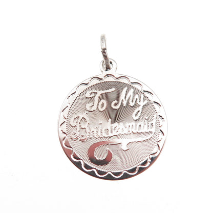 Spencer Co. 925 Sterling Silver Vintage To My Bridesmaid Charm Pendant