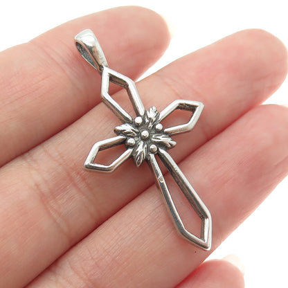 SUNWEST 925 Sterling Silver Vintage Cross Floral Pendant