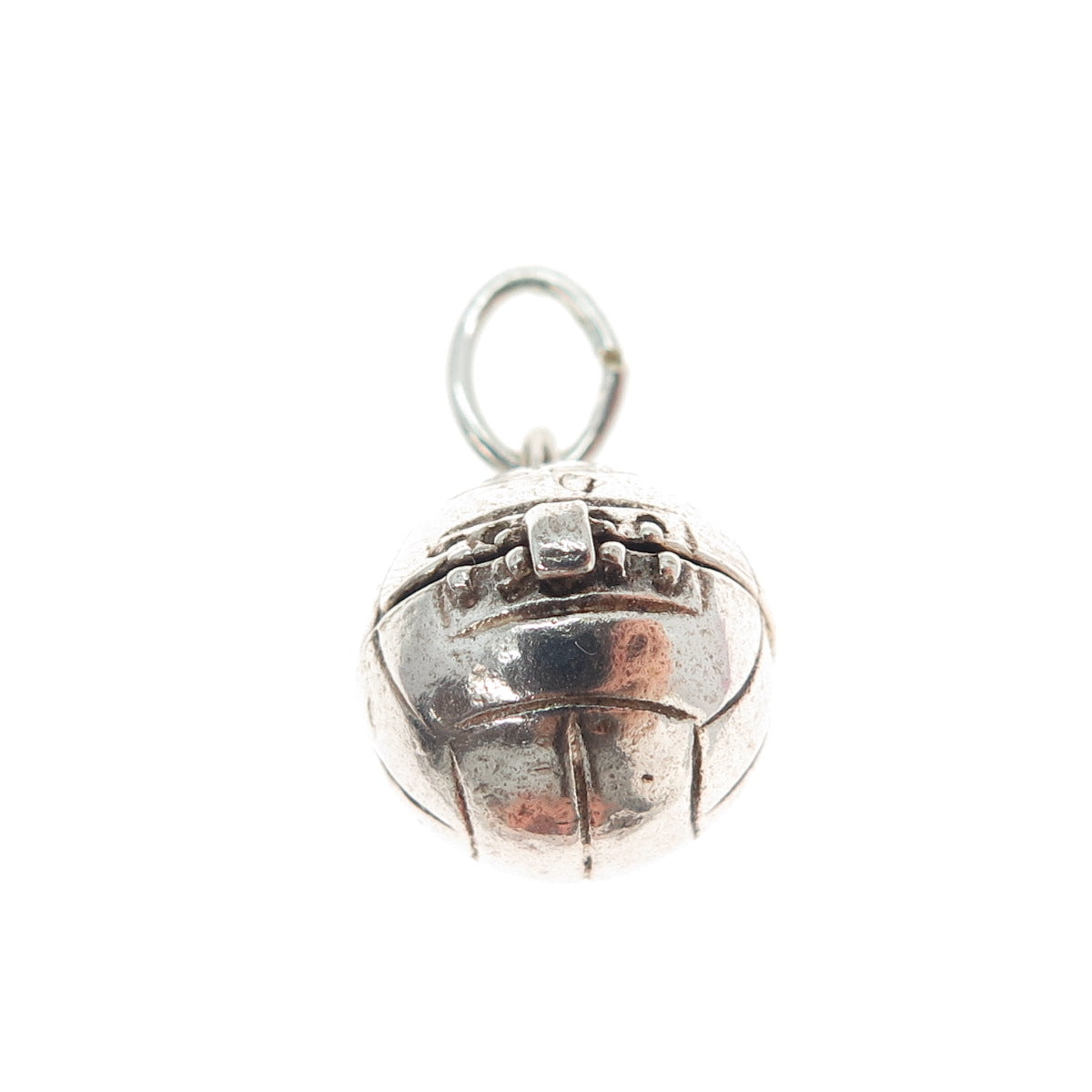 925 Sterling Silver Vintage Basketball Oxidized Minimalist Locket Charm Pendant