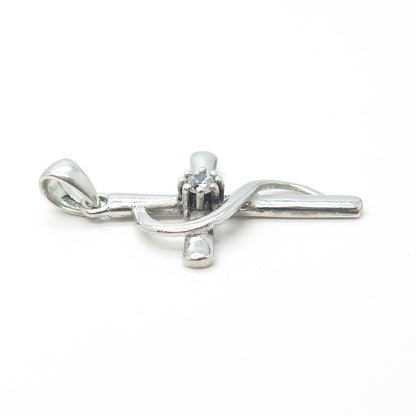 925 Sterling Silver Vintage C Z Cross Religious Pendant