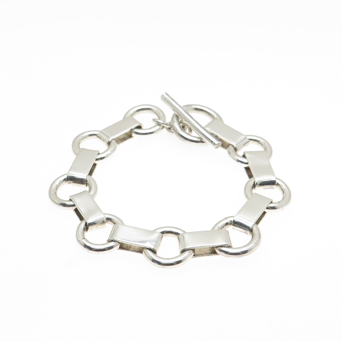 925 Sterling Silver Vintage Gate Rolo Link Bracelet 6.75"