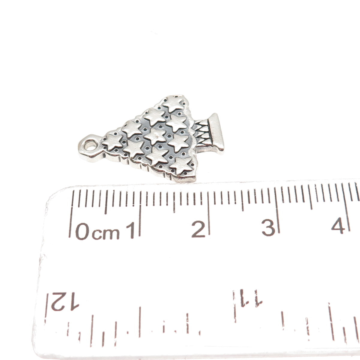925 Sterling Silver Vintage Adorned Christmas Tree Charm Pendant