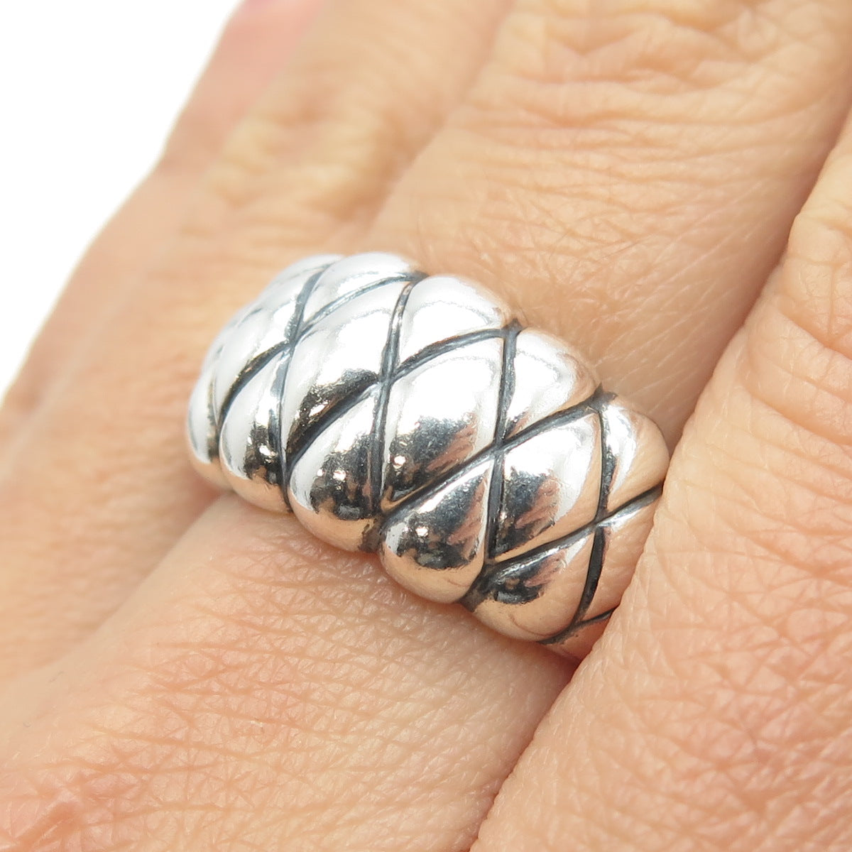 925 Sterling Silver Vintage Puffy Ring Size 7.5