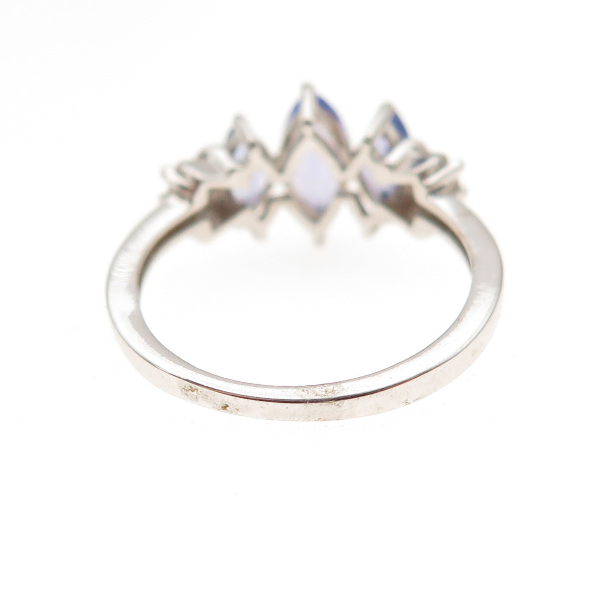 Chuck Clemency 925 Sterling Silver Real Tanzanite & White Topaz Ring Size 5