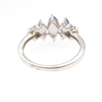 Chuck Clemency 925 Sterling Silver Real Tanzanite & White Topaz Ring Size 5