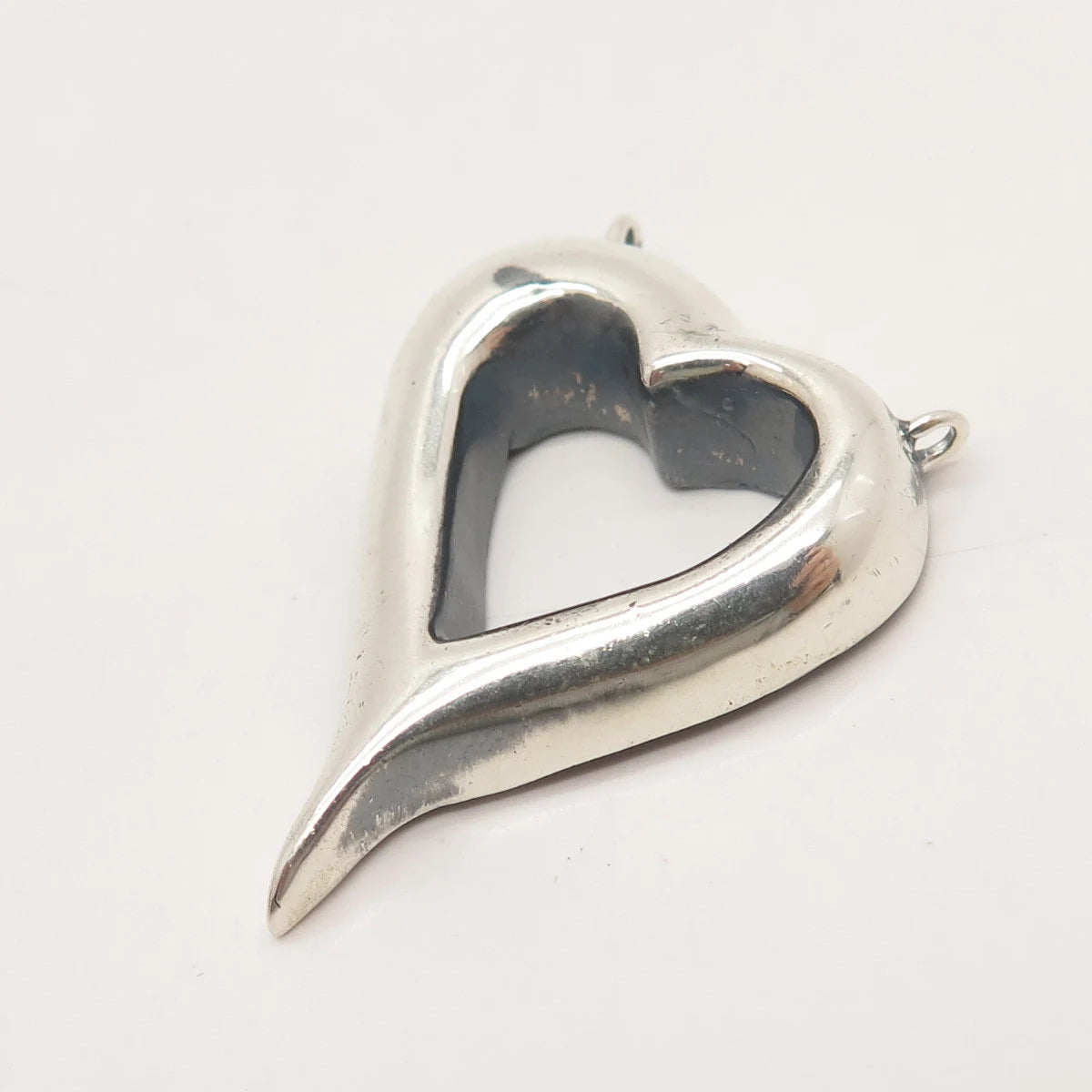 925 Sterling Silver Vintage Open Heart Necklace Central Part