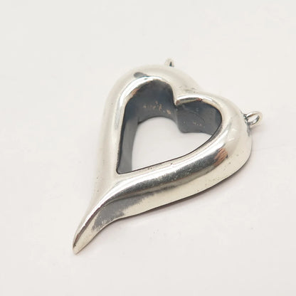 925 Sterling Silver Vintage Open Heart Necklace Central Part