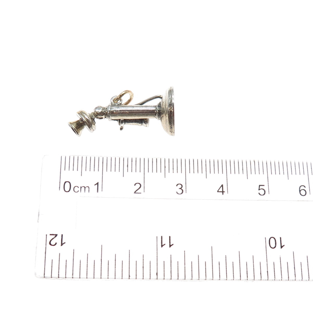 WELLS 925 Sterling Silver Vintage Retro Candlestick Phone 3D Charm Pendant