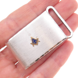 Anson Sterling Silver 2-Tone Antique Art Deco Enamel Masonic Symbol Belt Buckle
