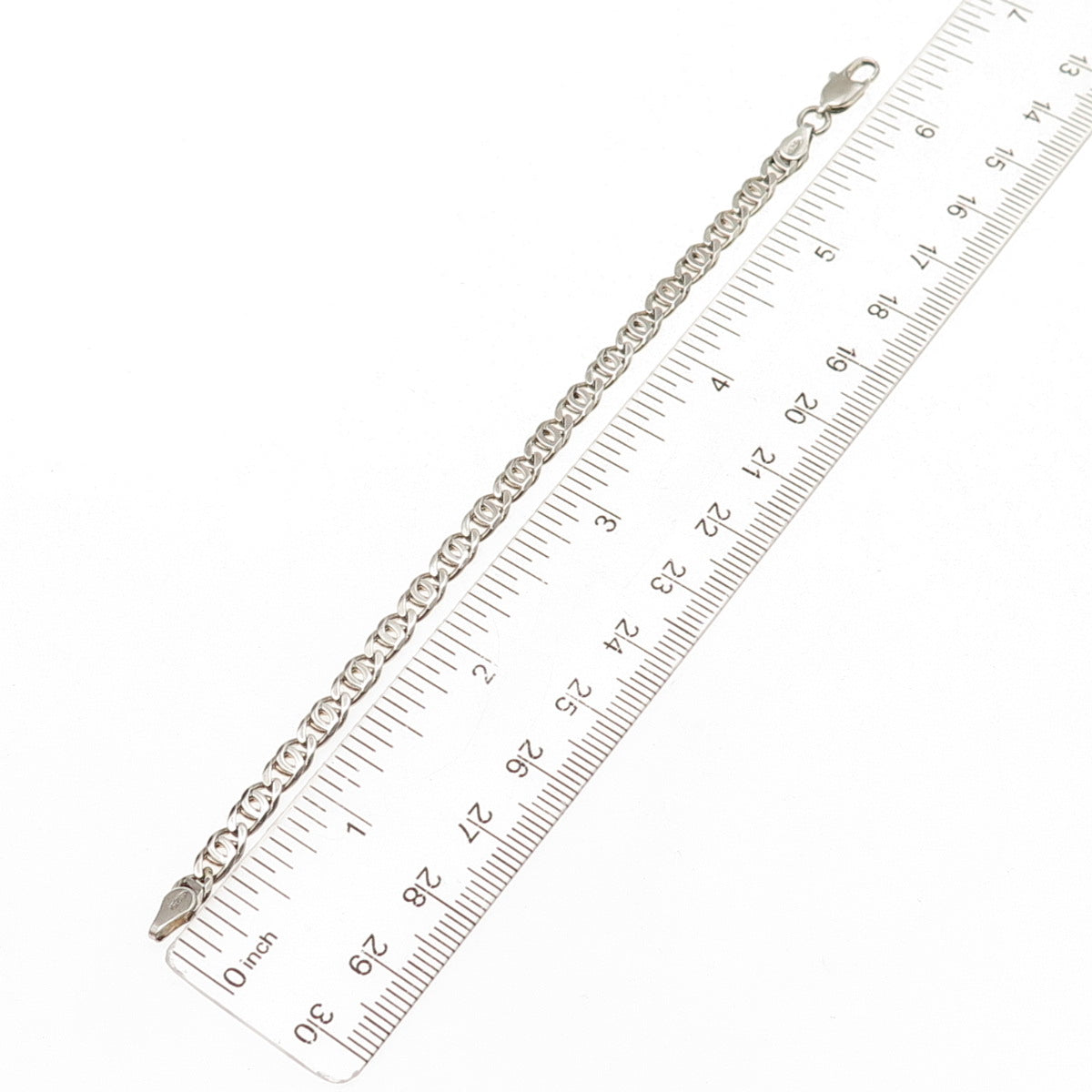 925 Sterling Silver Vintage Italy Flat Anchor Mariner Link Bracelet 6"