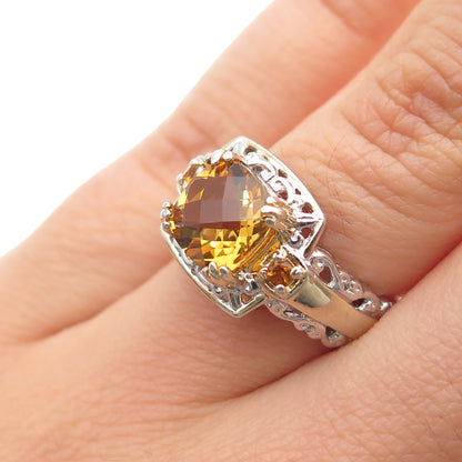 MICHAEL VALITUTTI Gems En Vogue 925 Sterling 2-Tone Real Citrine Ring Size 6.25