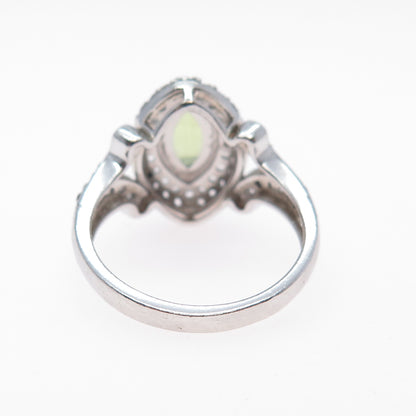 JANE SEYMOUR 925 Sterling Silver Real Peridot & White Topaz Ring Size 6.75