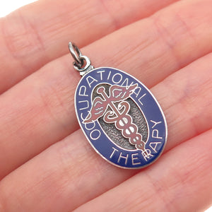 Metal Arts 925 Sterling Silver Vintage Enamel Occupational Therapy Charm Pendant