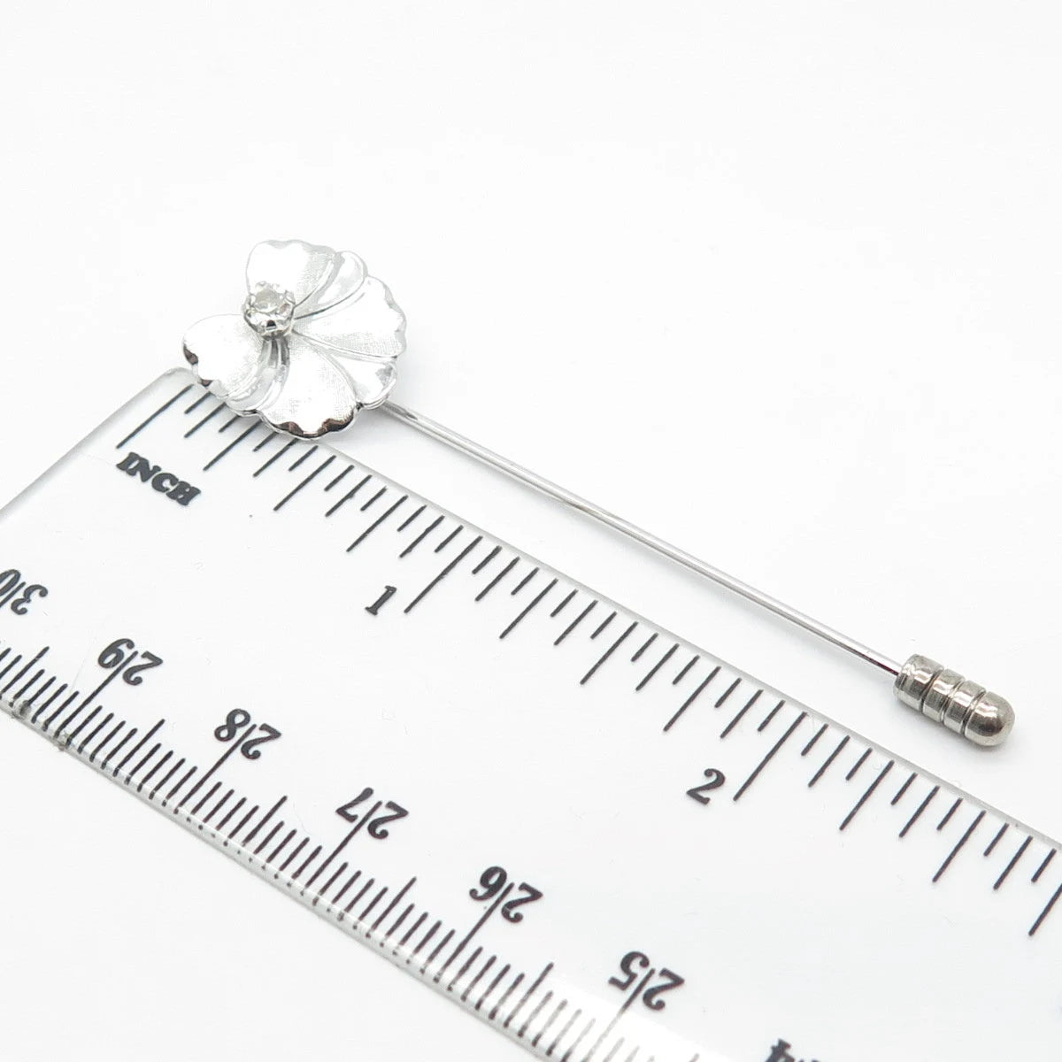 925 Sterling Silver Vintage C Z Bow Lapel Pin