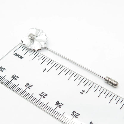 925 Sterling Silver Vintage C Z Bow Lapel Pin