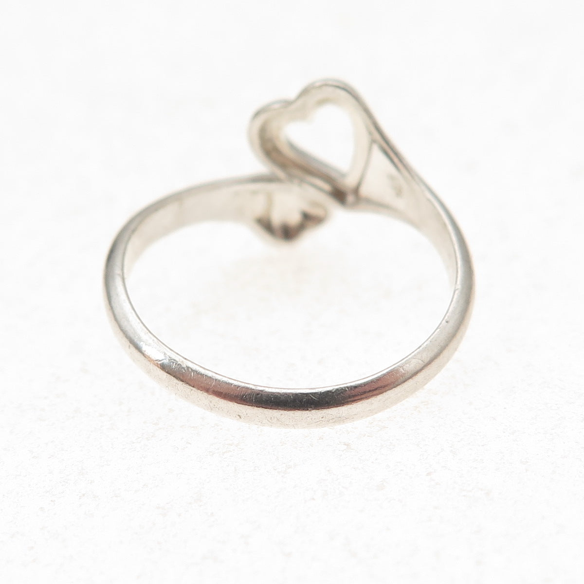925 Sterling Silver Vintage Heart Oxidized Adjustable Ring Size 7.25