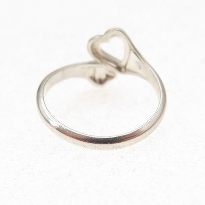 925 Sterling Silver Vintage Heart Oxidized Adjustable Ring Size 7.25