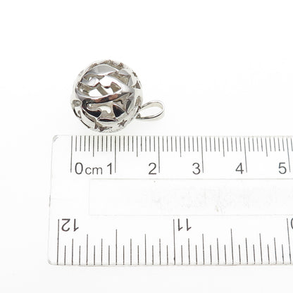 925 Sterling Silver Vintage Floral Ornate Ball Mini 3D Charm Pendant
