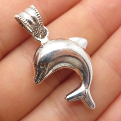 950 Silver Vintage Friendly Dolphin Charm Pendant
