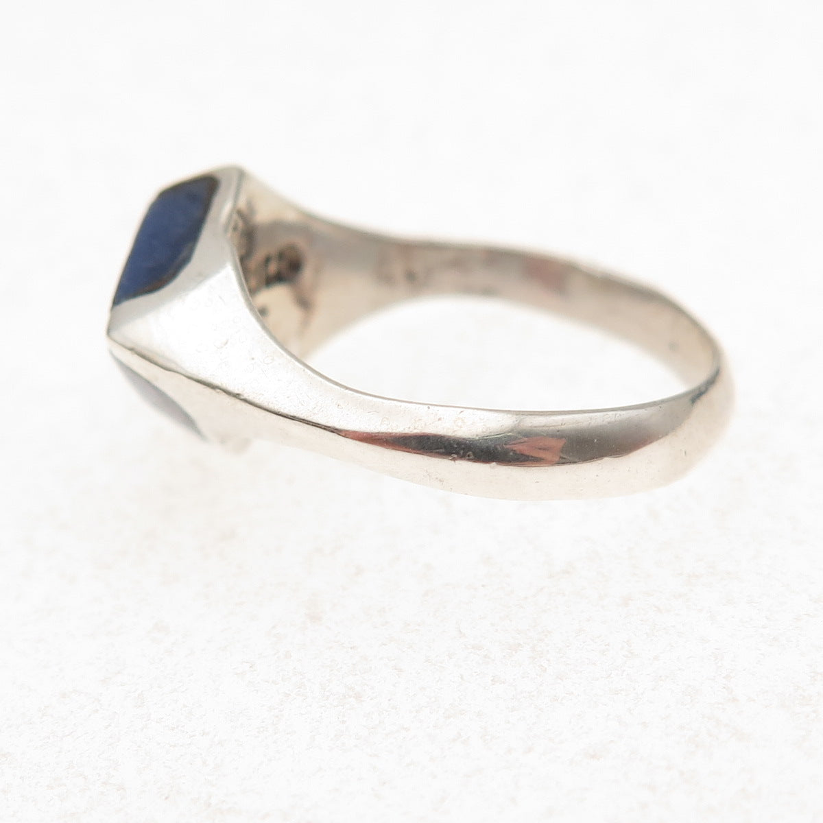 925 Sterling Silver Vintage Mexico Real Turquoise Lapis Modernist Ring Size 6.5