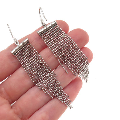 Dasan 925 Sterling Silver Vintage Italy Ball Beaded Tassel Dangle Earrings