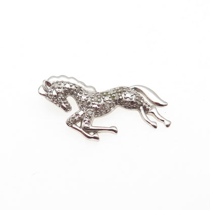 Charles Winston 925 Sterling Silver Real Diamond Horse Slide Charm Pendant