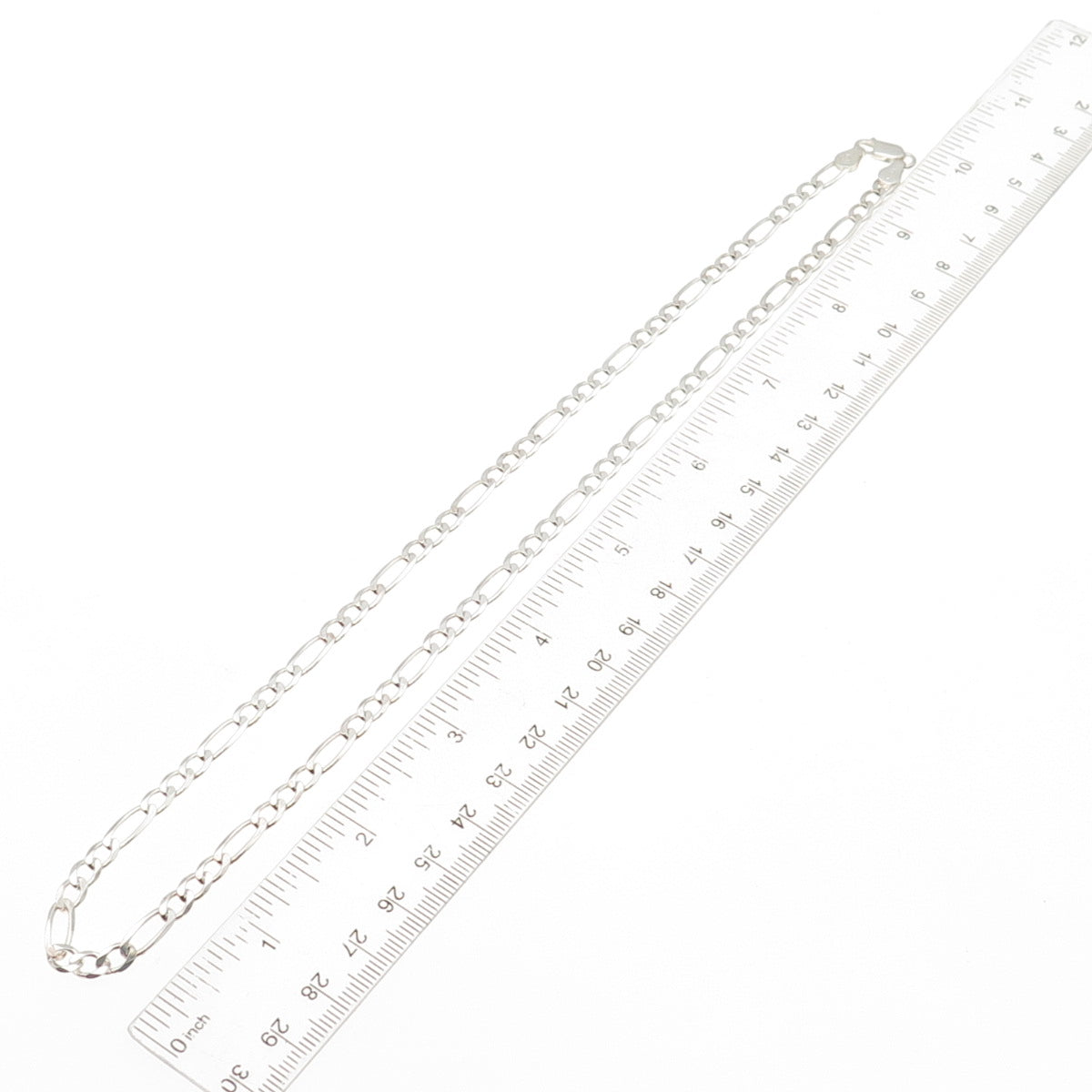 925 Sterling Silver Italy Figaro Chain Necklace 20"