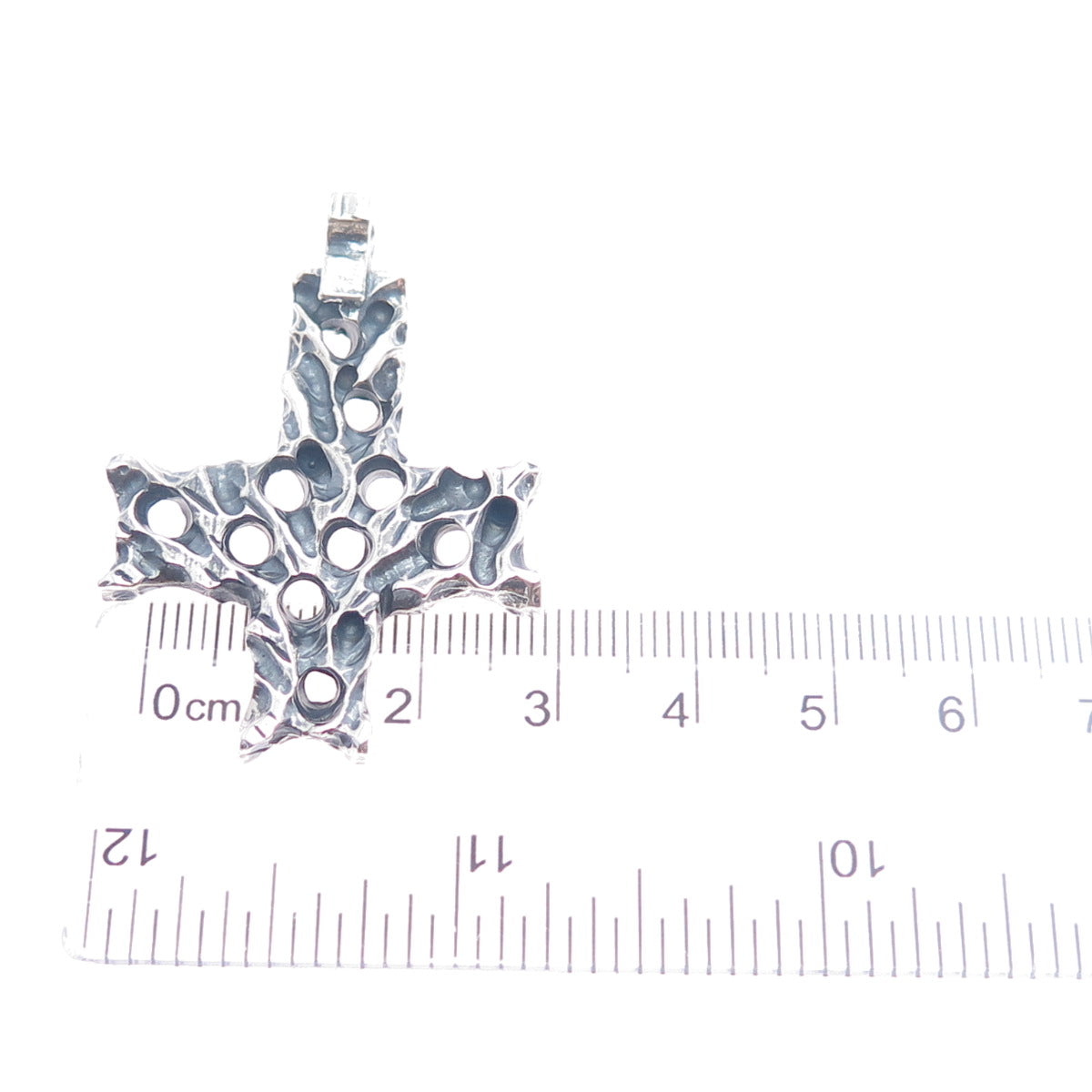 925 Sterling Silver Vintage Modernist Cross Oxidized Charm Pendant