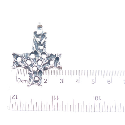 925 Sterling Silver Vintage Modernist Cross Oxidized Charm Pendant