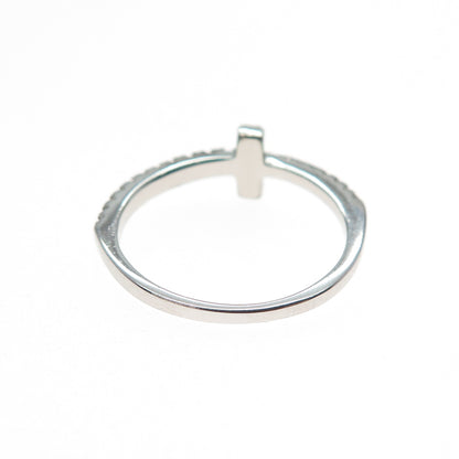 925 Sterling Silver Round-Cut C Z Cross Ring Size 6