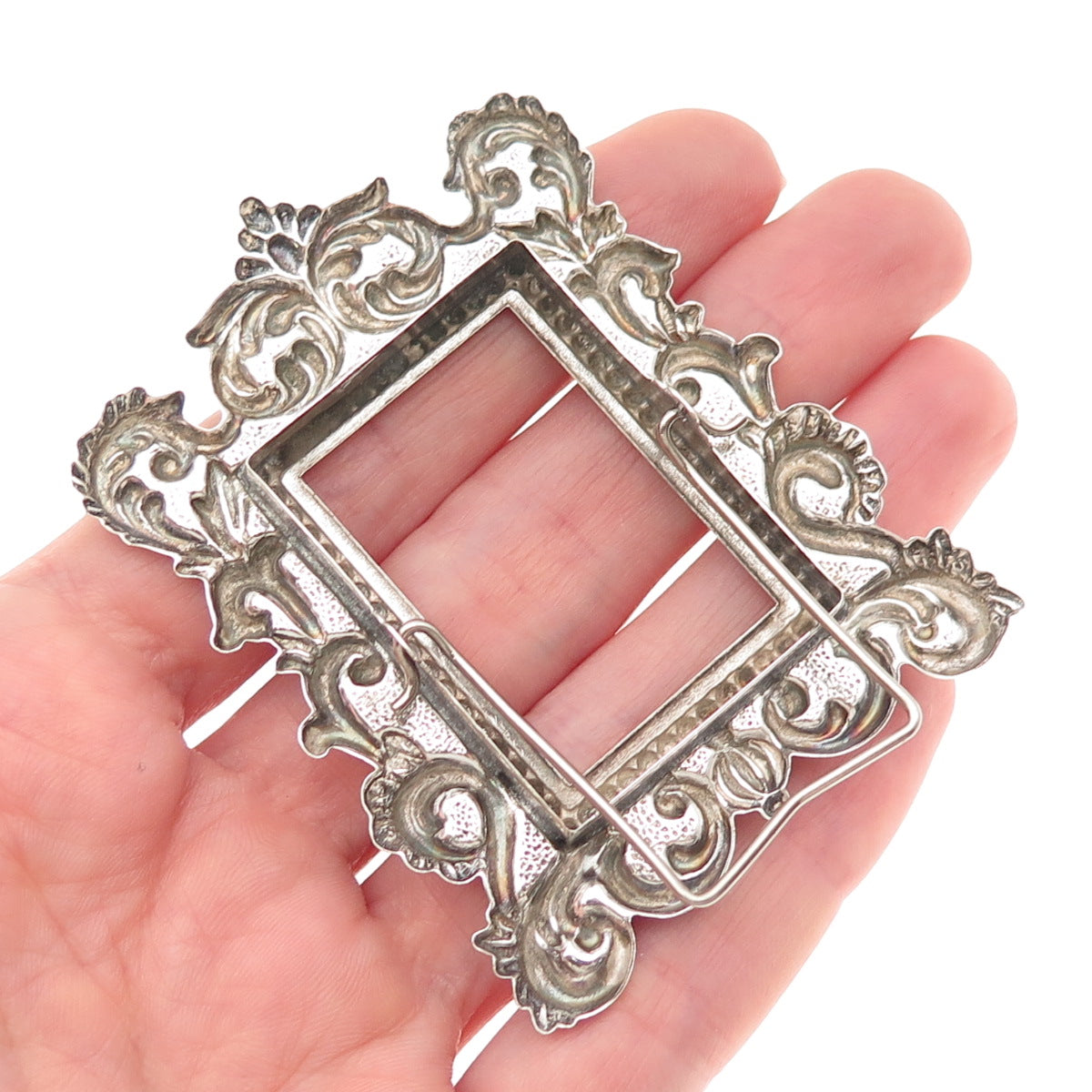 SENER 900 Silver Vintage Oxidized Repousse Floral Picture Frame