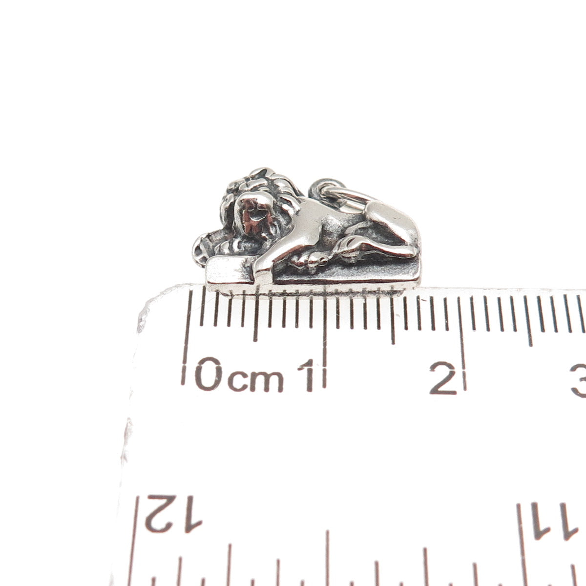 800 Silver Antique Art Deco Lion Monument in Lucerne Oxidized Mini Charm Pendant