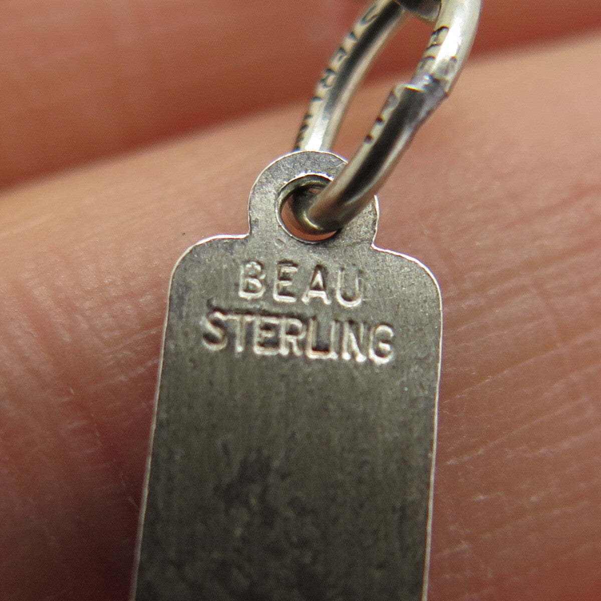 BEAU 925 Sterling Silver Antique Enamel "Just Married" Bottle Opener Pendant