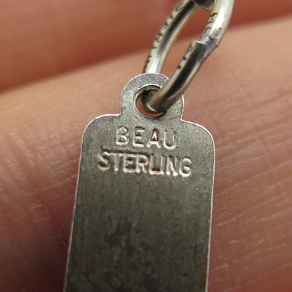BEAU 925 Sterling Silver Antique Enamel "Just Married" Bottle Opener Pendant