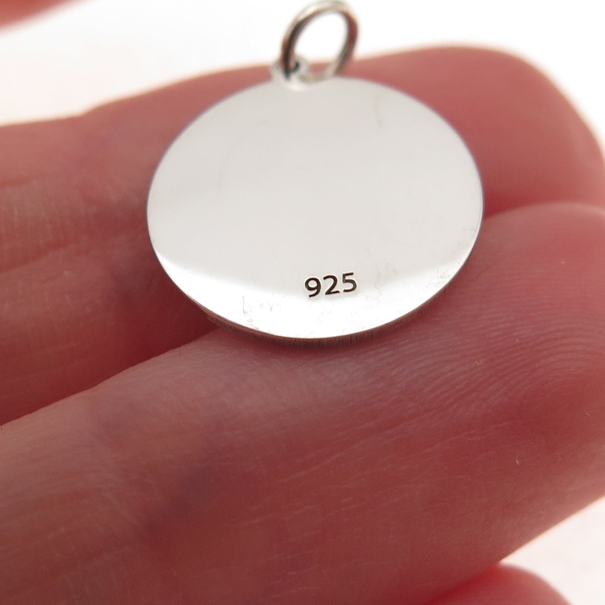 925 Sterling Silver Yellow Enamel Neutral Face Emoji Charm Pendant