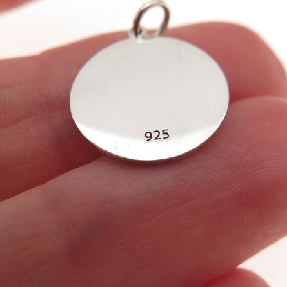 925 Sterling Silver Yellow Enamel Neutral Face Emoji Charm Pendant
