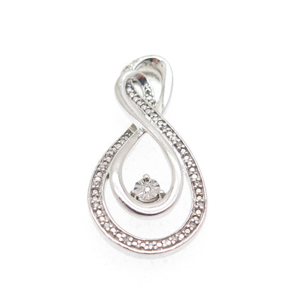 925 Sterling Silver Real Round-Cut Diamond Infinity Slide Pendant