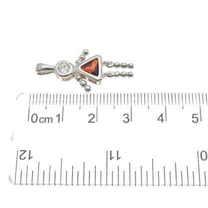 925 Sterling Vintage Purple White CZ January Birthstone Girl Articulated Pendant