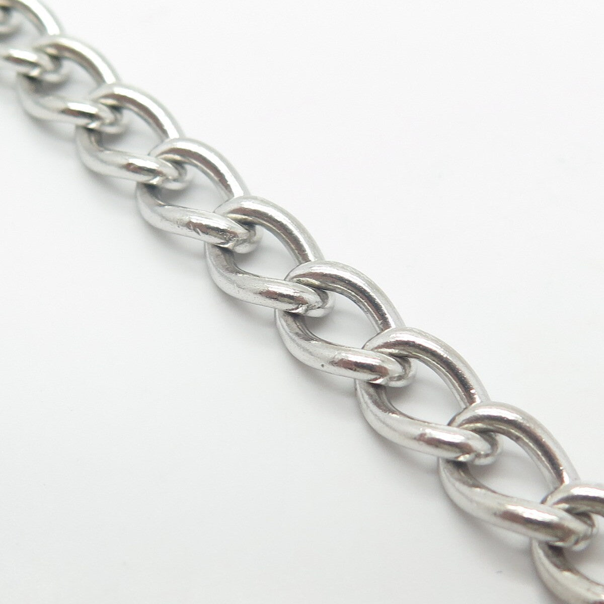 925 Sterling Silver Vintage Cable Link Bracelet 7"