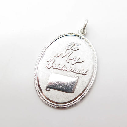 925 Sterling Silver Vintage Griffith & Sons Co "To My Bridesmaid" Pendant