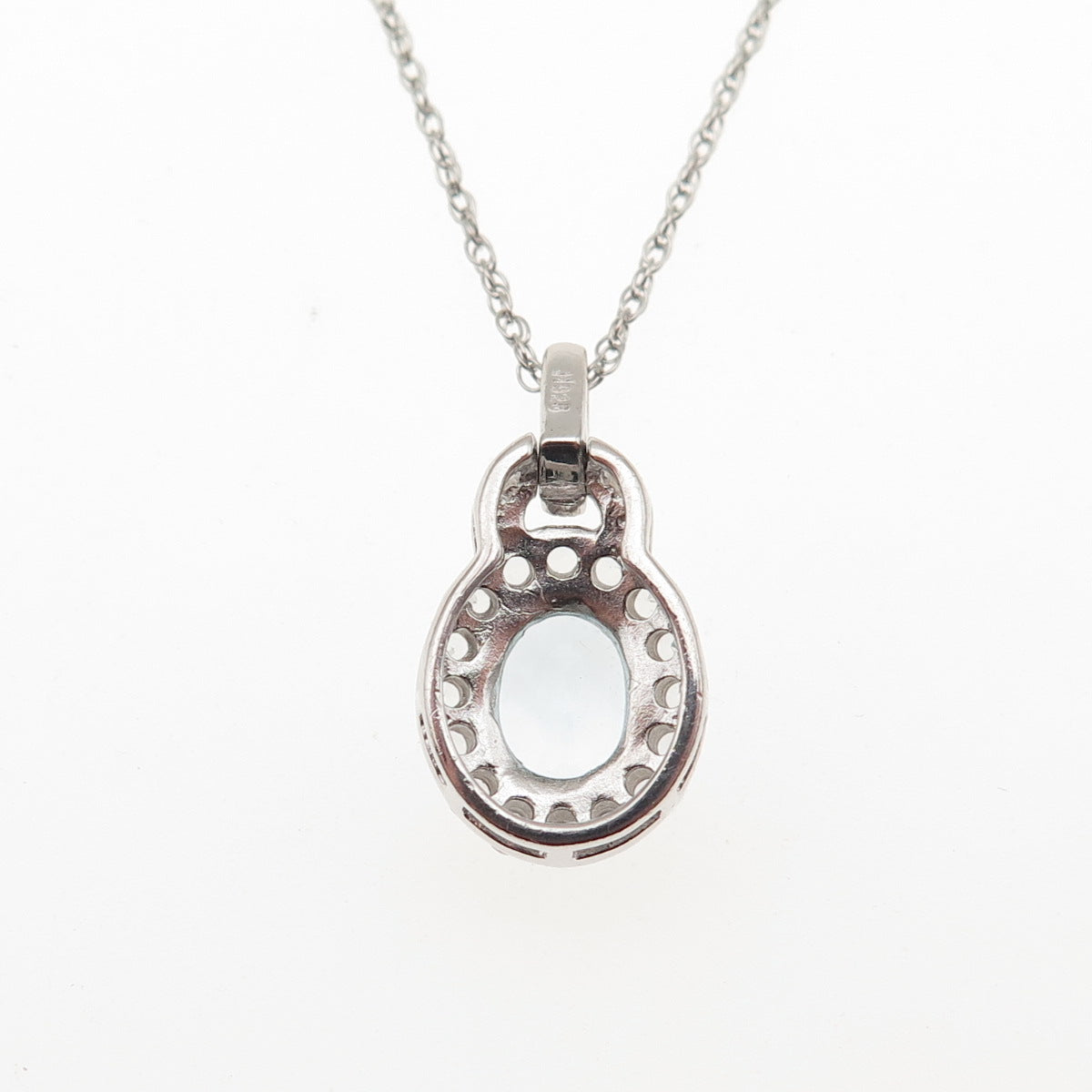 JH YOUNG 925 Sterling Silver Vintage Real Blue & White Topaz Chain Necklace 18"