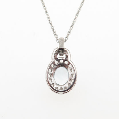 JH YOUNG 925 Sterling Silver Vintage Real Blue & White Topaz Chain Necklace 18"