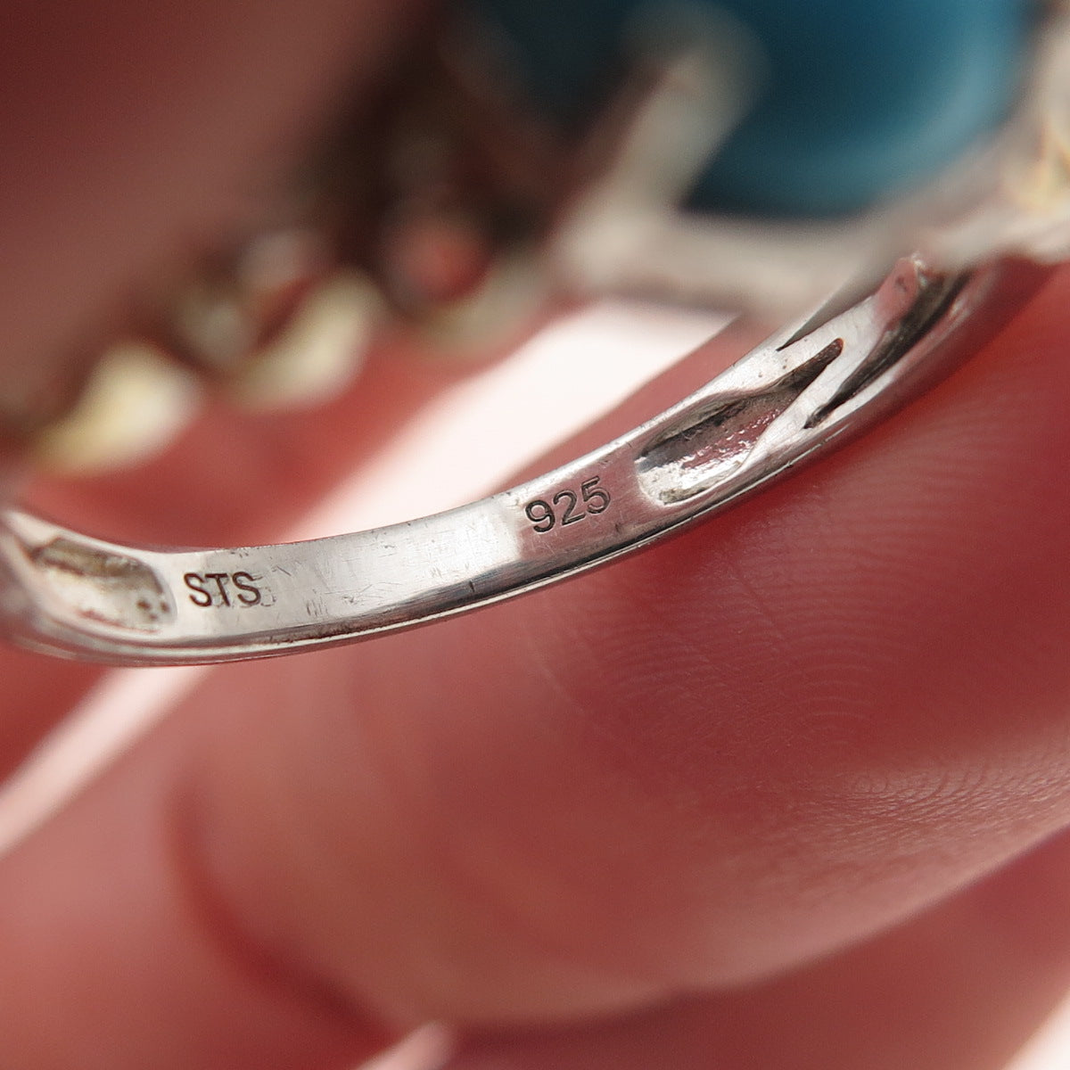 Chuck Clemency Sterling Silver 2-Tone Real Turquoise & Apatite Ring Size 8.25