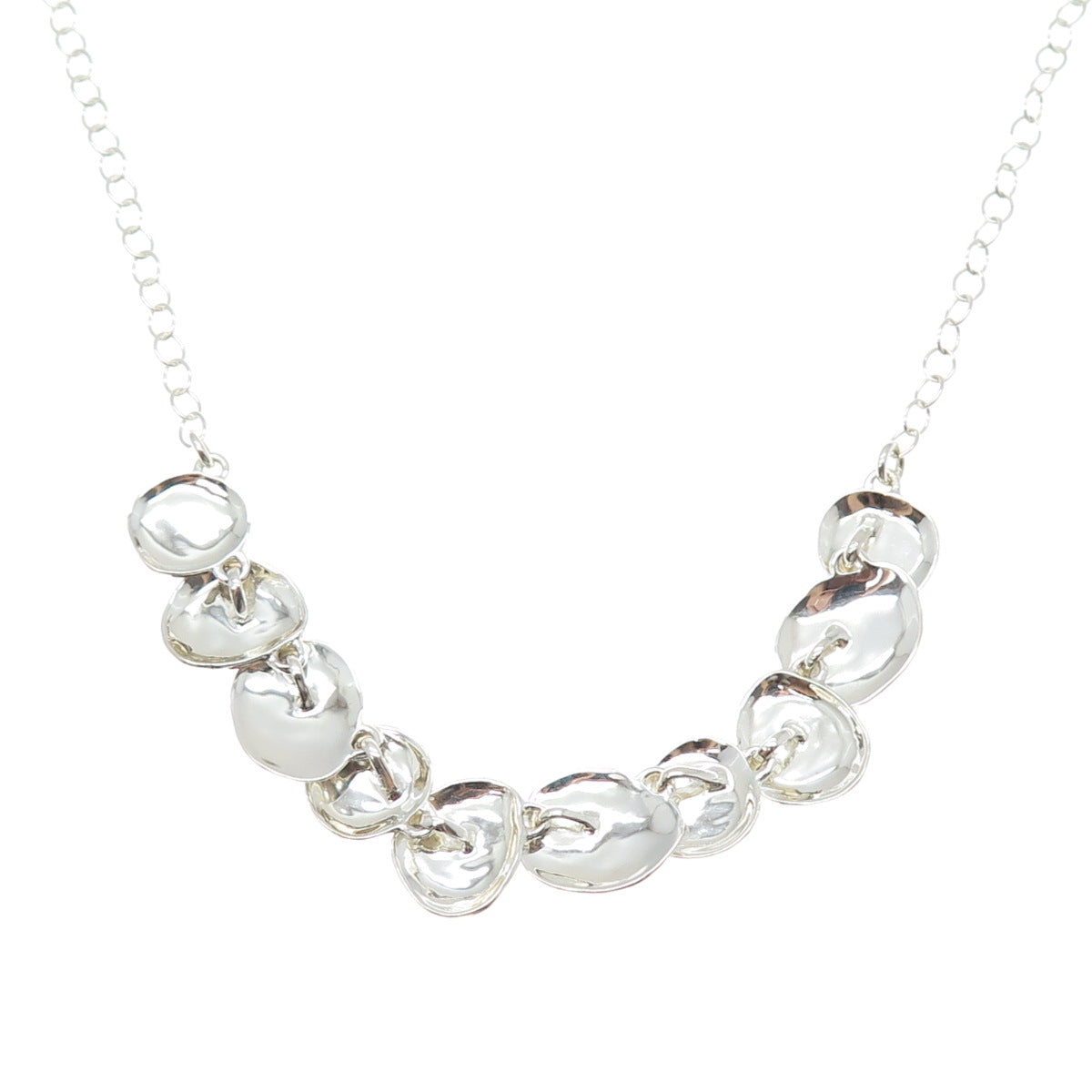SILPADA 925 Sterling Silver Vintage Modernist Hammered Disc Chain Necklace 18"